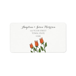 Floral Watercolor Spring Tulips White Pure Elegant Label