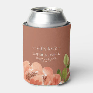 Floral Watercolor Terracotta Wedding With Love Can Cooler