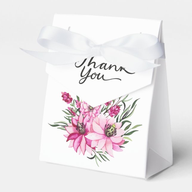 Floral Watercolor Thank You Favor Box (Front Side)