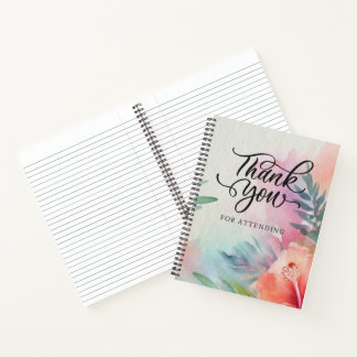 Floral Watercolor Thank You for Attending Notebook