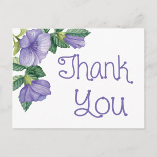 Floral Watercolor Thank You Purple Flower Postcard