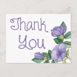 Floral Watercolor Thank You Purple Flower Postcard