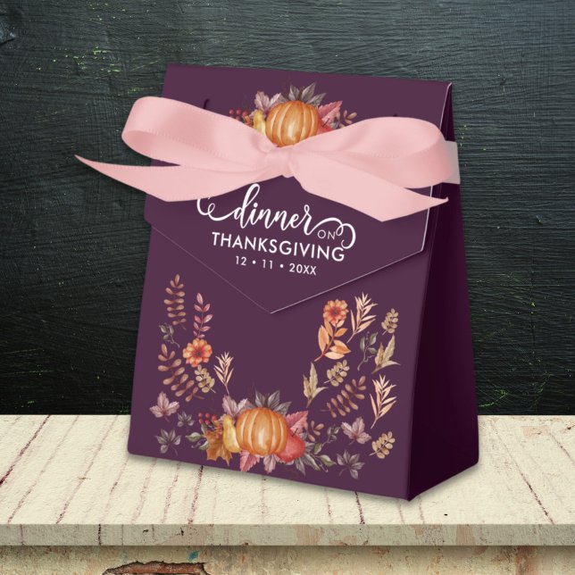 Floral Watercolor Thanksgiving Dinner Favor Box (Creator Uploaded)