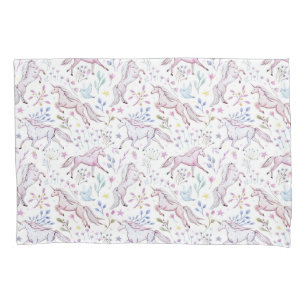 Floral Watercolor Unicorn Pattern Pillowcase