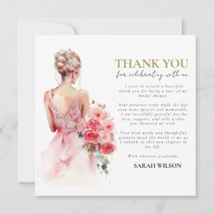 Floral Watercolor Wedding Bridal Shower Thank You  Invitation