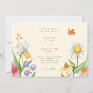 Floral watercolor wedding invitation