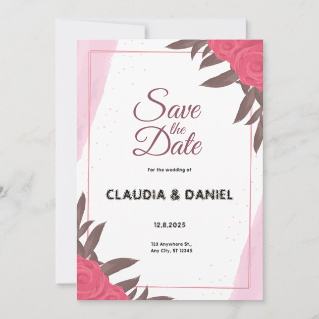 Floral Watercolor Wedding Invitation (Front)