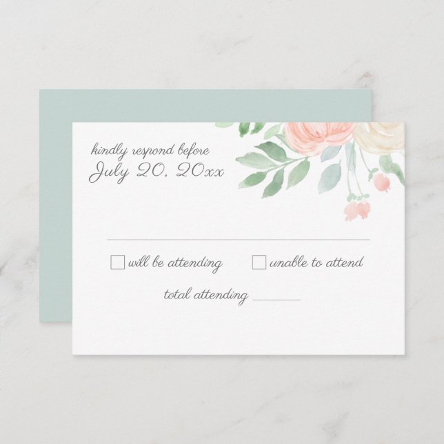Floral Watercolor Wedding RSVP Invitation (Front/Back)