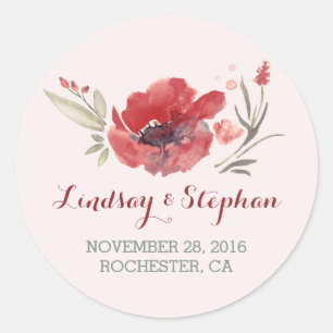 floral watercolor wedding stickers