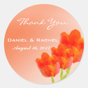 Floral Watercolor Wedding Thank You Favour Sticker
