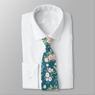Floral Watercolor Wedding Tie