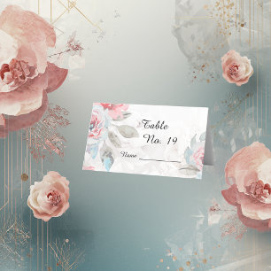 Floral watercolor wildflower rose peony wedding place card