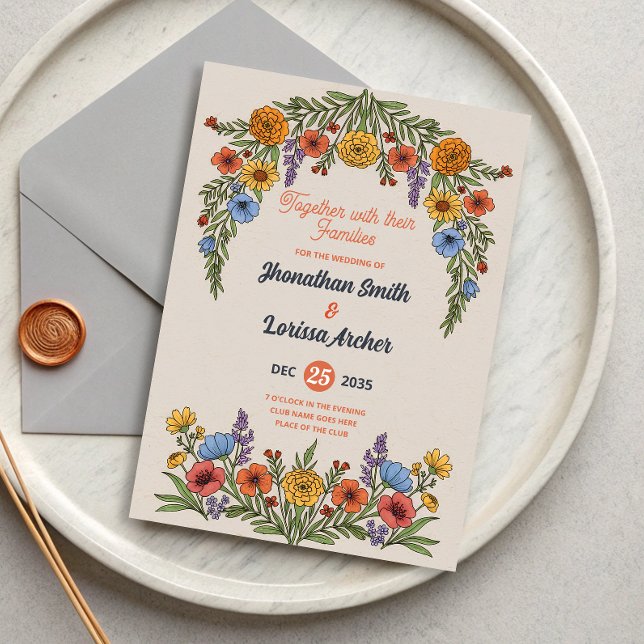 Floral Watercolor Wildflower Wedding Invitation (Creator Uploaded)