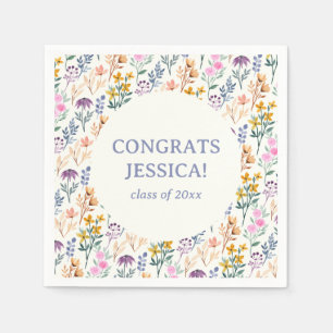 Floral Watercolor Wildflowers Graduation Party Napkin