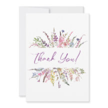 Floral Watercolor Wildflowers Thank You Card