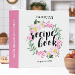 Floral Watercolor Wreath Bridal Shower Recipe Book Binder<br><div class="desc">A boho floral design features a pretty watercolor pink roses flowers with a modern calligraphy font. Please contact me if you have any special request.</div>
