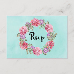 Floral Watercolor Wreath Wedding RSVP Card
