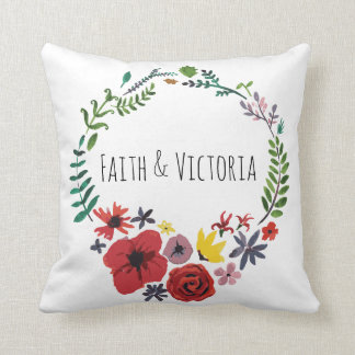 Floral Watercolour Cushion Customizable
