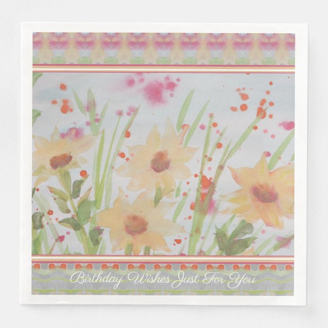 Floral Watercolour Design  Napkin (Front)