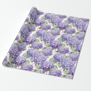 Floral watercolour - Lavender Purple Hydrangeas Wrapping Paper