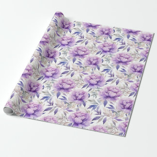 Floral watercolour - lavender purple Peonies Wrapping Paper