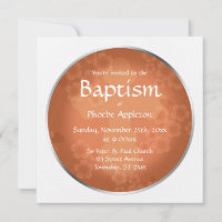 Floral Watermark Coral Orange Baptism Invitations
