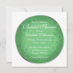 Floral Watermark Jade Green Bridal Shower Invitation