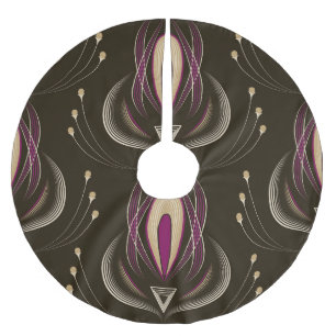 Floral Wave Vintage Stylish Background Brushed Polyester Tree Skirt