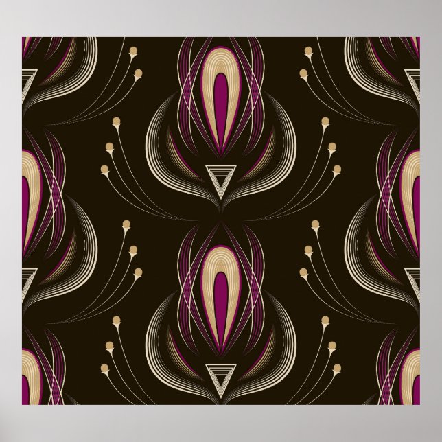 Floral Wave Vintage Stylish Background Poster (Front)