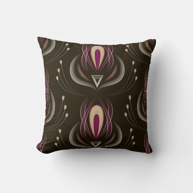 Floral Wave Vintage Stylish Background Throw Pillow (Front)