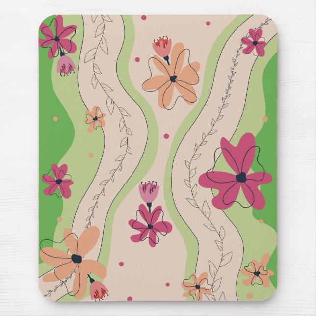 Floral waves mouse pad (Front)