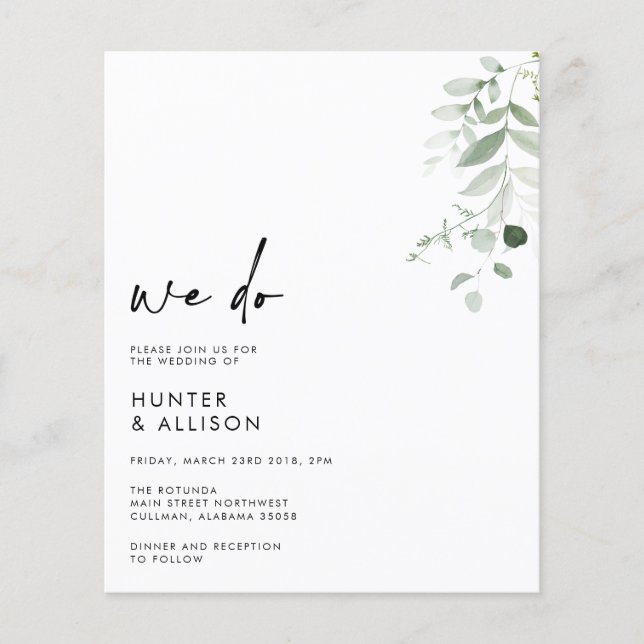 Floral We Do Wedding Invitation (Front)