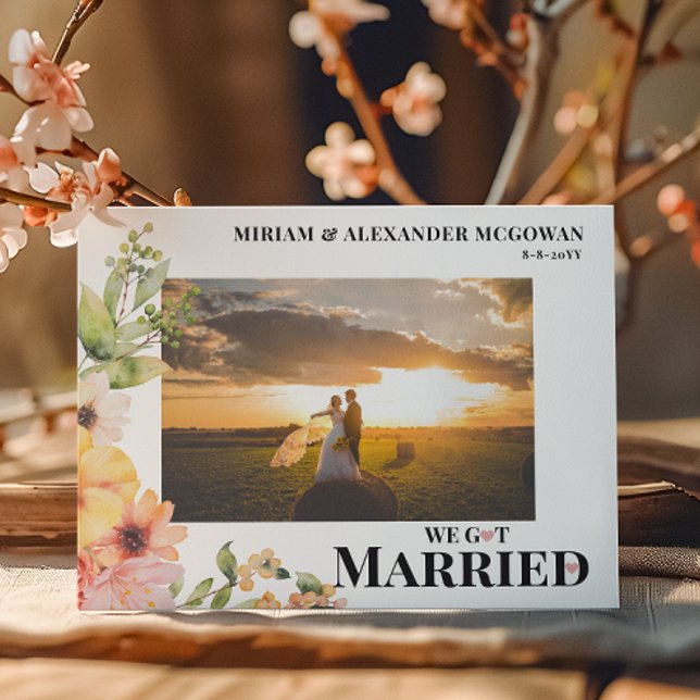 Floral We got married Wedding announcement  Postcard (Creator Uploaded)