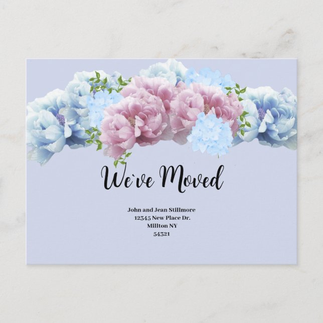 Floral We`ve Moved Postcard (Front)