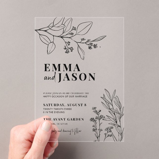  Floral Wedding  Acrylic Invitations (Insitu (Handheld))