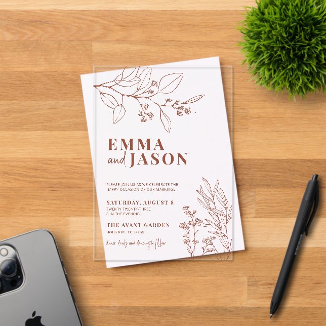  Floral Wedding  Acrylic Invitations (Insitu (Invitation Card))