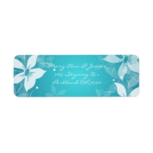 Floral Wedding Address Exotic Blooms Blue (Front)
