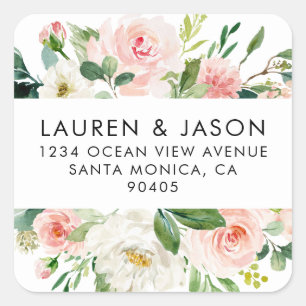 Floral Wedding Address Labels, Rustic, Boho Square Sticker