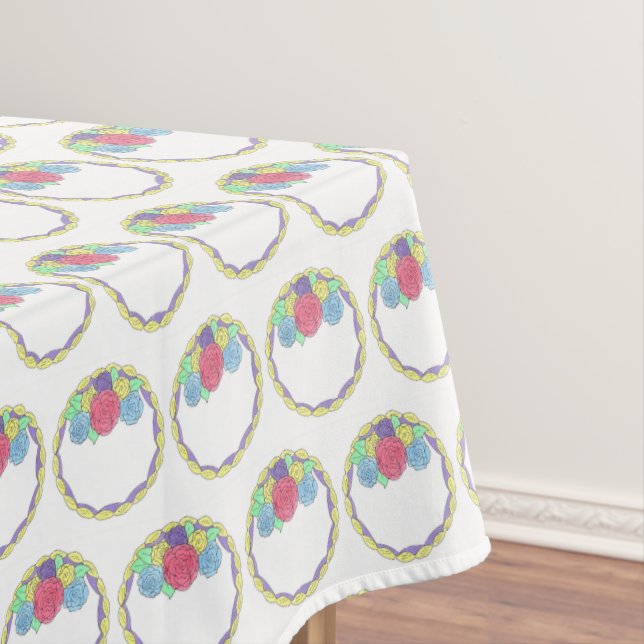 Floral Wedding Anniversary Bridal Shower Cake Tablecloth (In Situ)