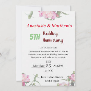 Floral Wedding Anniversary Invitation