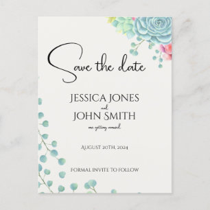 Floral wedding announcement botanical watercolor postcard