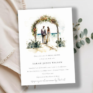 Floral Wedding Arch Beach Seascape Bridal Shower Invitation