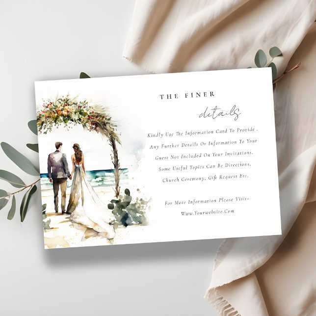 Floral Wedding Arch Beach Seascape Wedding Details Enclosure Card (Creator Uploaded)