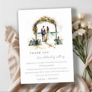 Floral Wedding Arch Coastal Beach Seascape Wedding Thank You Card