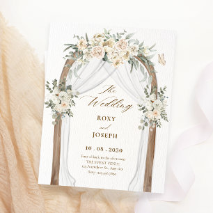 Floral wedding arch watercolor invitation