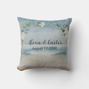 Floral Wedding Arch with Custom Name Throw Pillow