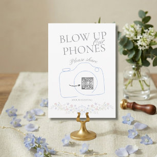Floral Wedding Blow up our Phones Table Sign  Invitation
