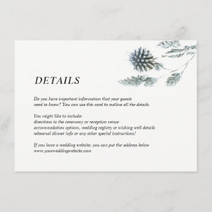 Floral Wedding Blue Thistle and Eucalyptus Details Enclosure Card
