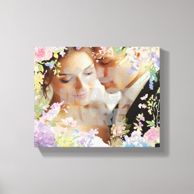 Floral Wedding Border Customizable Image Canvas Print (Front)