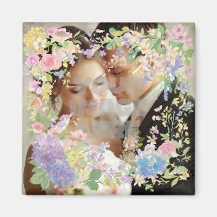 Floral Wedding Border Customizable Image Magnet